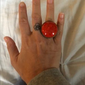 Faux Coral Statement Ring